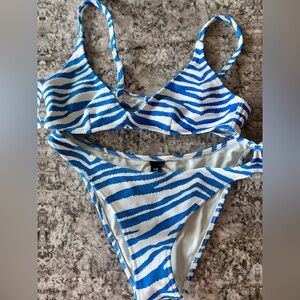 TRIANGL BATHING SUIT SET! BLUE ZEBRA!